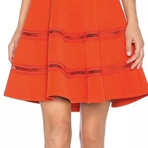 Carven Bright Orange A-Line Skirt